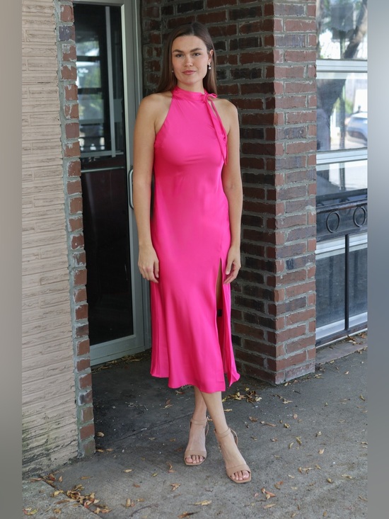 Hutch Dresses & Skirts - Hutch Mari Hot Pink Halter Midi Dress with Side Slit